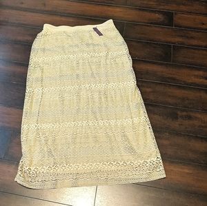 Lane Bryant Long Maxi lace pencil skirt 14/16 tan